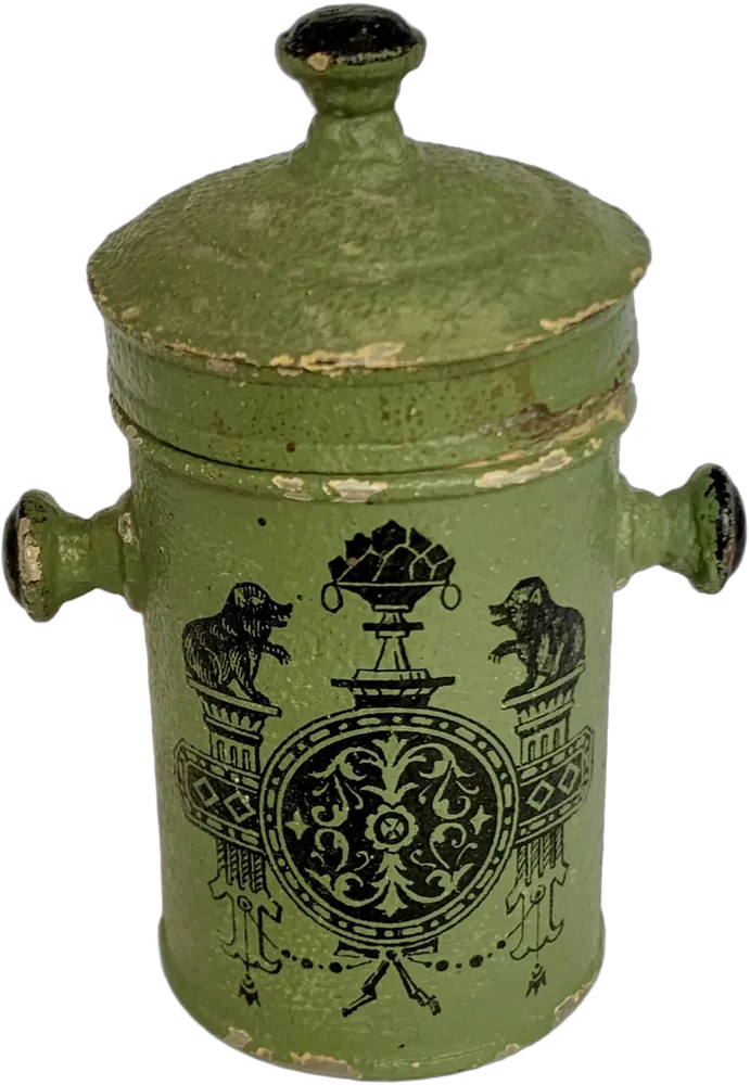 Antiguo Bote Recipiente Verde