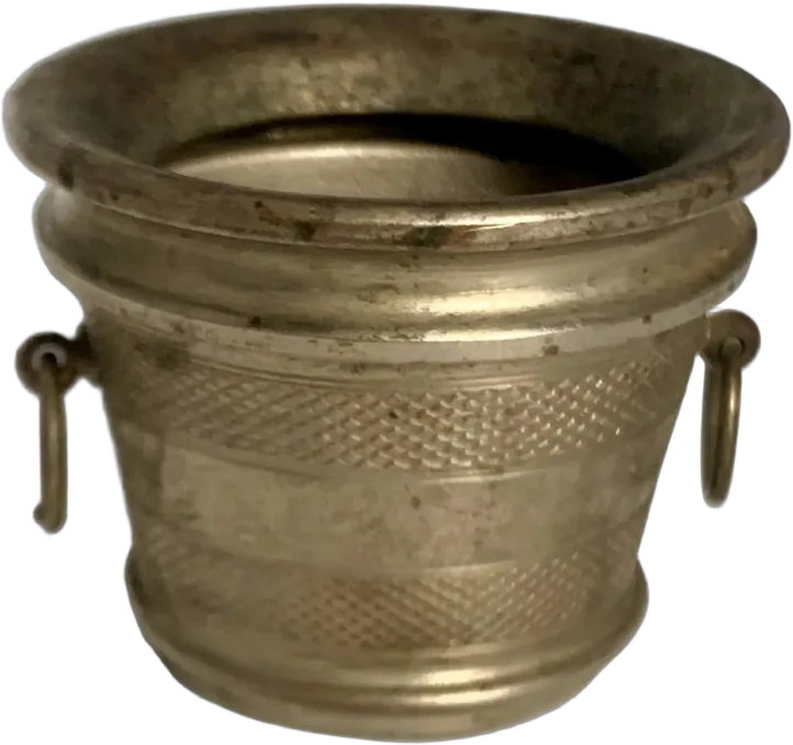 Antiguo Palillero Bronce Plateado Contenedor Plateado