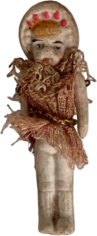 Antigua Muñeca De Bolsillo Forma De Galleta Francia — imagen 1