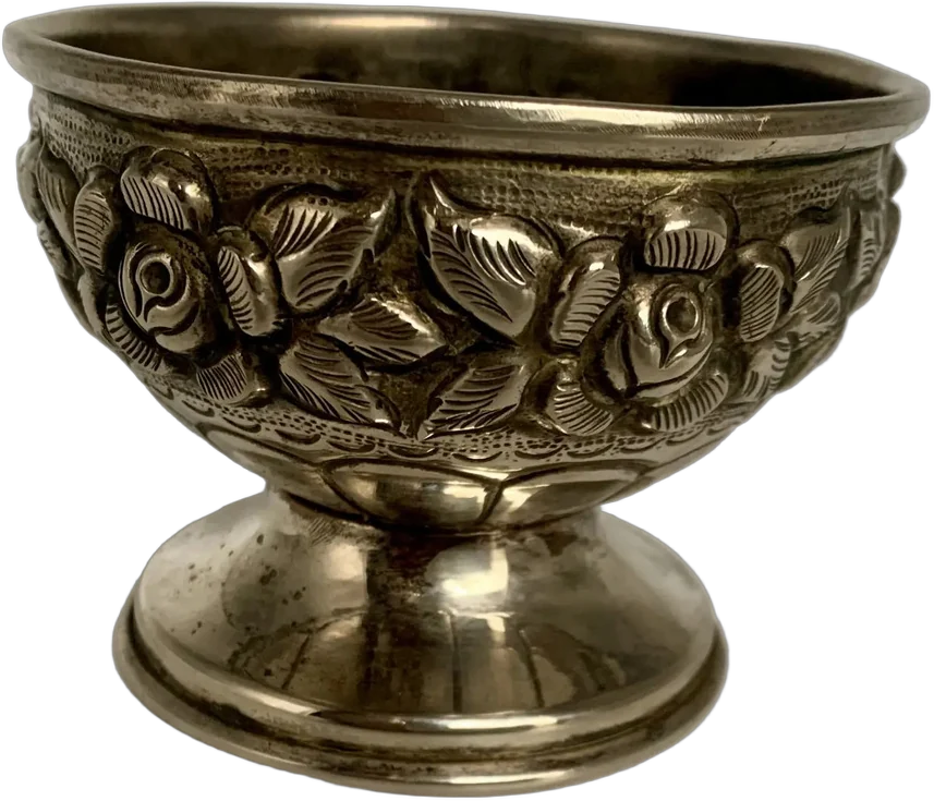 Vintage Tazon Artesanal Plateado México Plateado