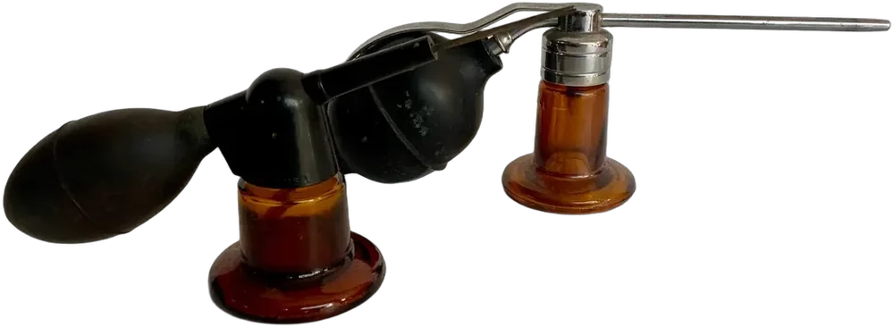 Antiguos Atomizadores De Perfume Vidrio Ámbar Ámbar