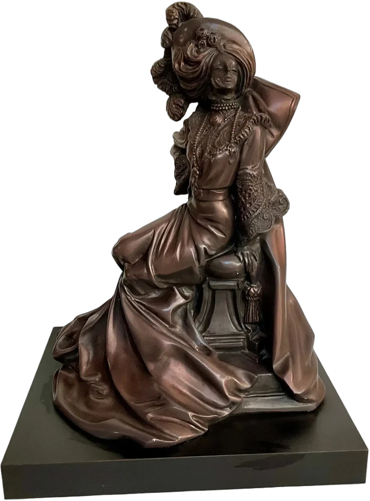 Escultura Dama Victoriana Dorado Oscuro