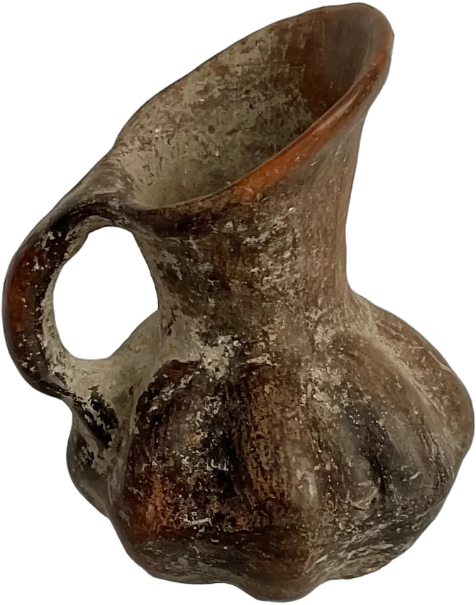 Antigua Jarra De Cerámica Mexicana Marrón Claro