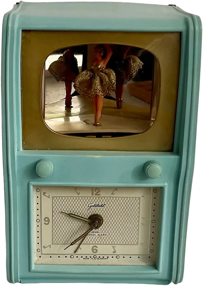 Vintage Reloj Despertador Coleccionable Tv Bailarina 50s Azul