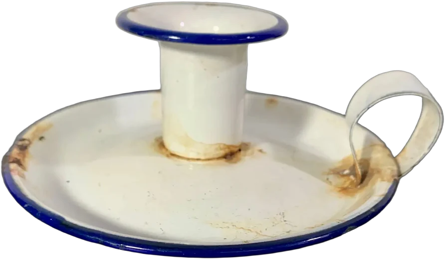 Antiguo Porta Velas Peltre Blanco Blanco