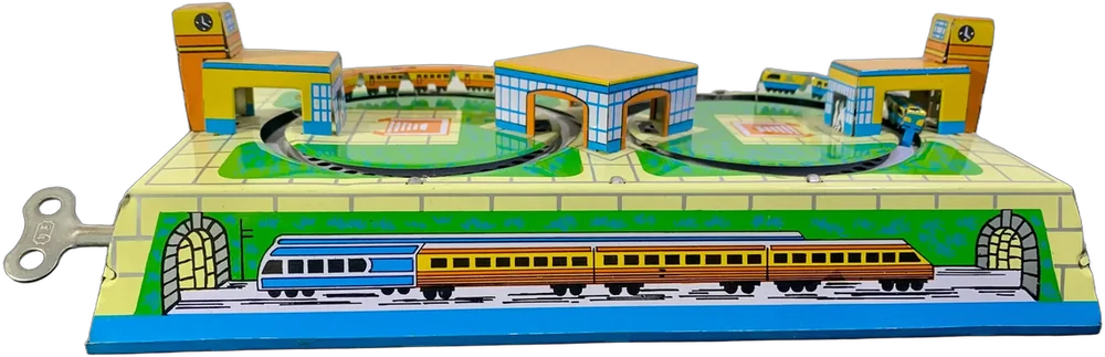 Vintage Estación De Trenes Lámina Litografiad (no Funciona)