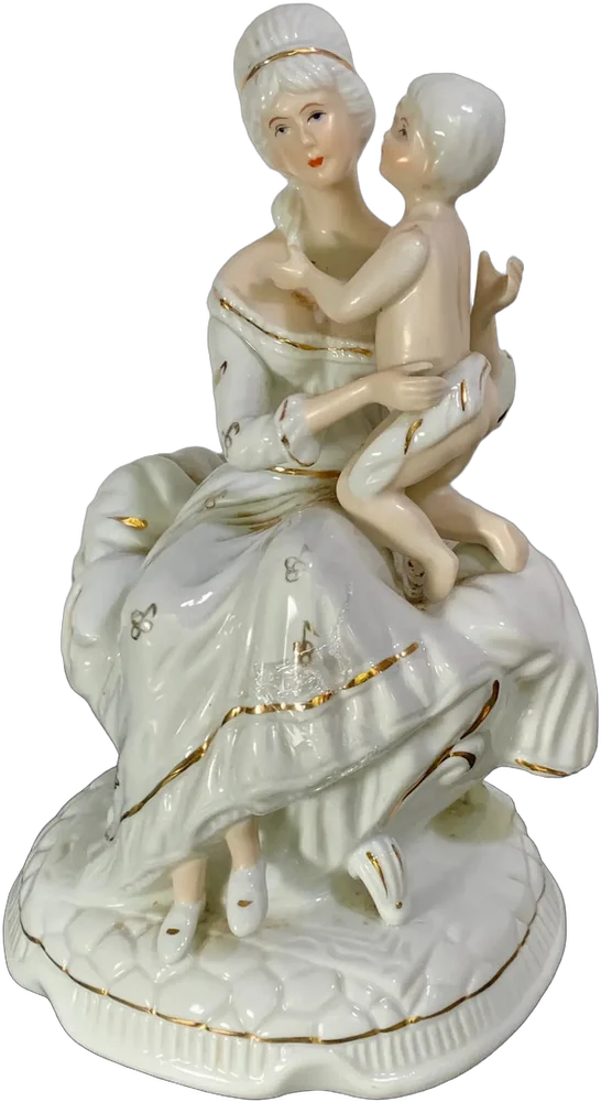 Vintage Porcelana Mujer E Hijo Italiana