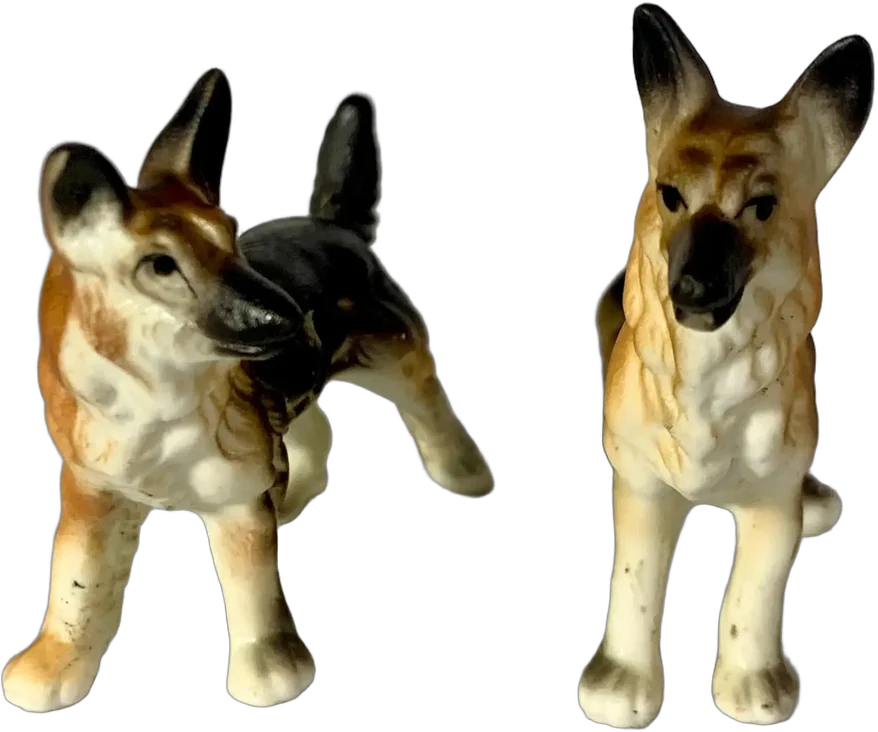 Antiguas Figuritas De Perros Pastores Alemanes Porcelana — imagen 1