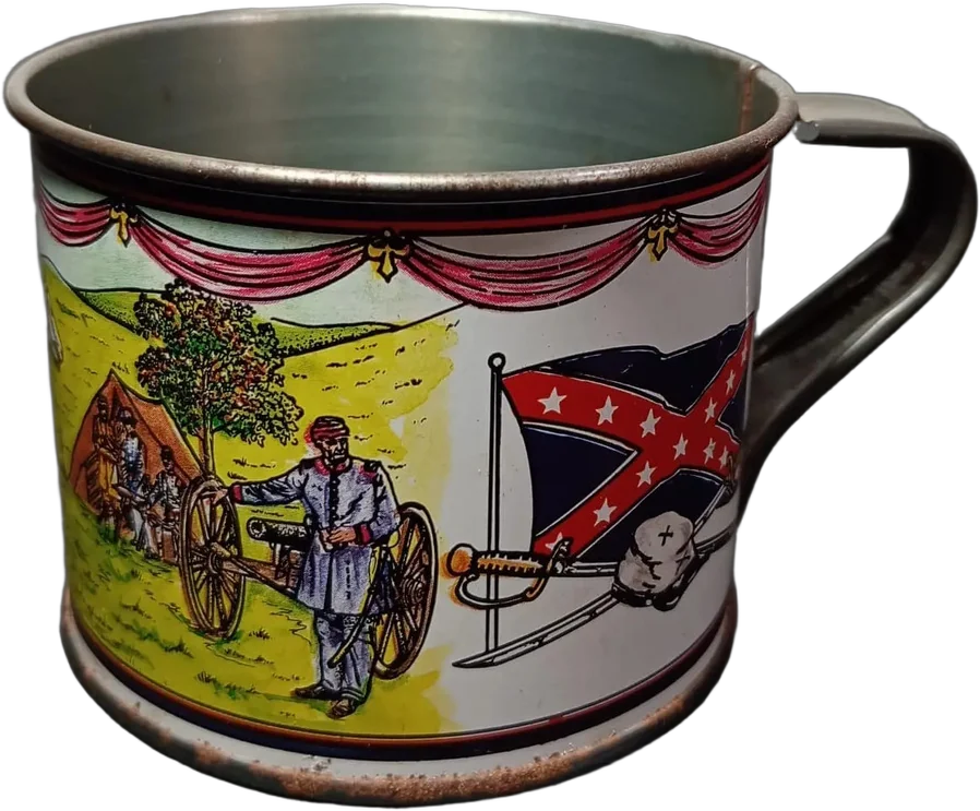 Vintage Taza Hojalata Esmaltada Guerra Civil Usa