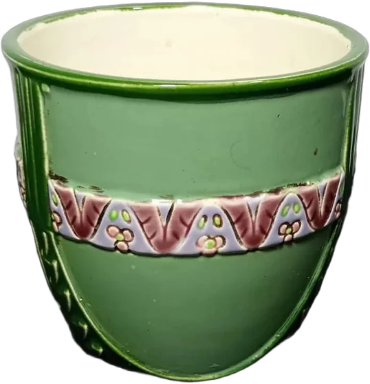 Antigua Maceta Cerámica Porcelana Art Nouveau Firmada — imagen 1