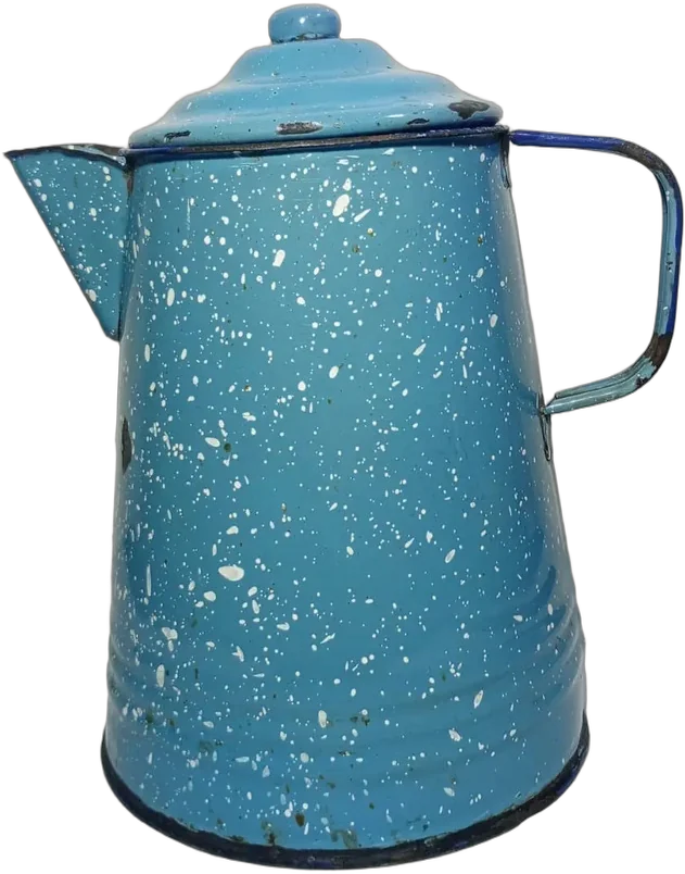 Antigua Cafetera Peltre Azul Claro Azul