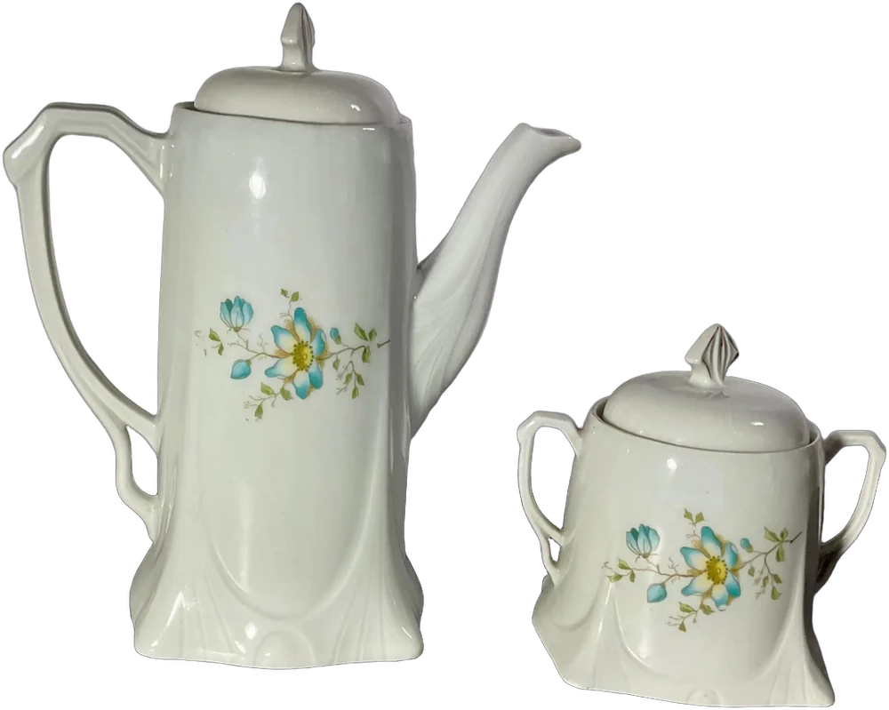 Antigua Jara Y Azucarera Porcelana Art Deco Blanco