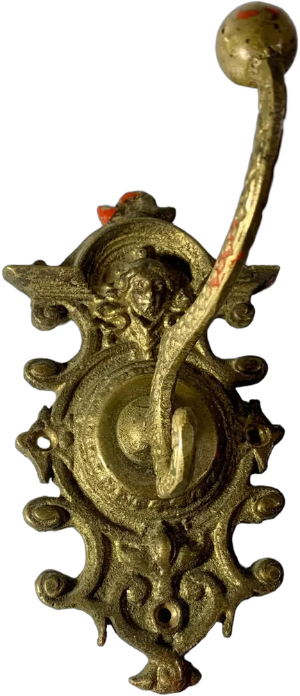 Antiguo Gancho De Pared Ángel Laton Dorado Oscuro