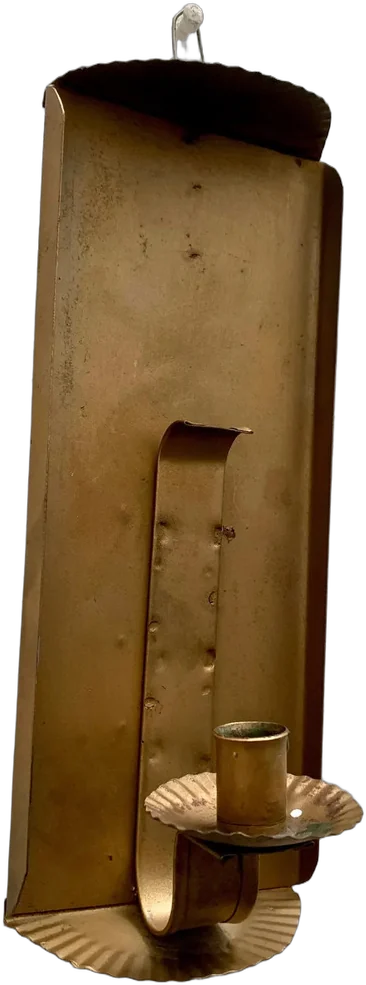 Antiguo Porta Vela De Usted Rústico Hojalata Dorado