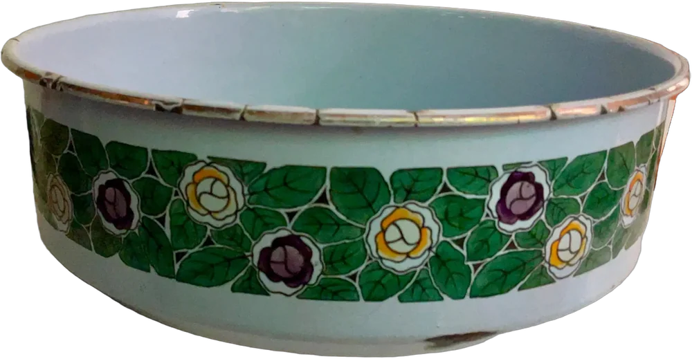 Antigua Tina Peltre Decoración Con Flores