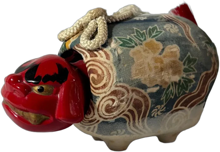 Antigua Figura Leon Cabeza Movible Japonesa — imagen 1