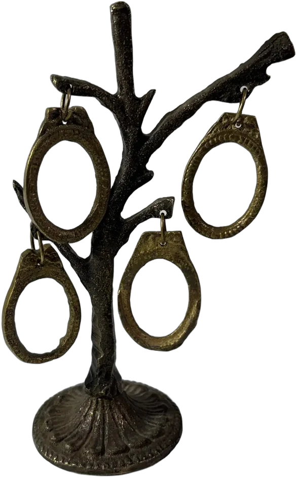 Antiguo Portarretratos Bronce Colgantes Árbol Genealógico Plateado Árbol