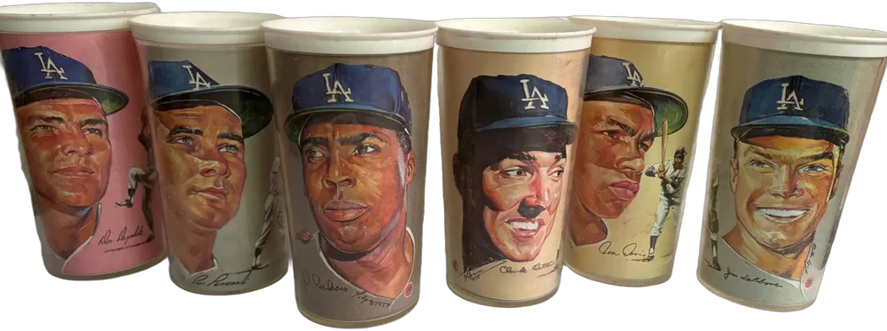 Vintage Lote Vasos Coleccionables Dodgers 1965 Volpe Cup