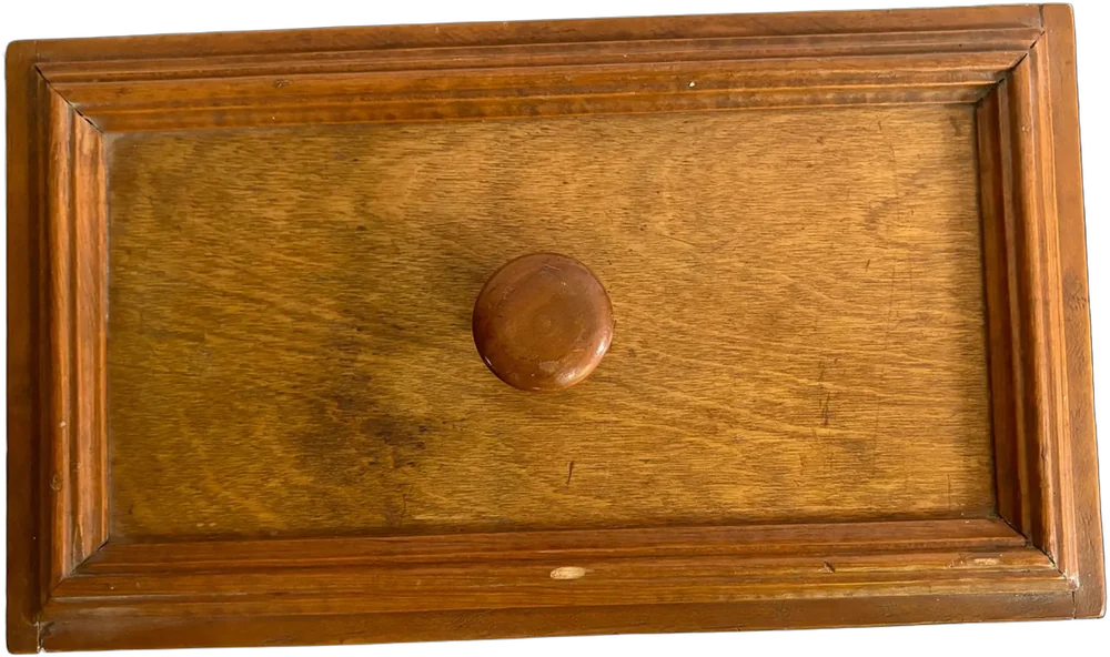 Antigua Caja De Madera Con Fondo Falso (falta Una Moldura) Marrón Claro Caja Con Fondo Falso Joyero — imagen 1