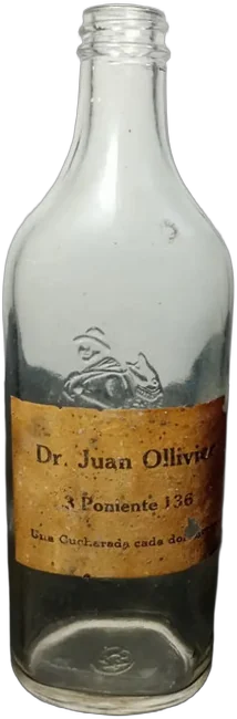 Antigua Botella Emulsión Scott Dr. Juan Olivier Botella Con Relieve