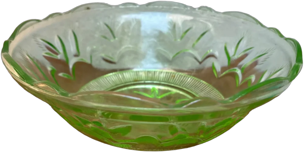 Dos Antiguos Tazones O Ensaladera De Vidrio Verde Musgo