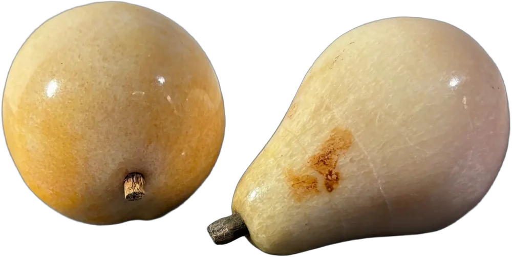 Antiguas Esculturas Frutas De Mármol Pera Y Limón Rosa/amarillo