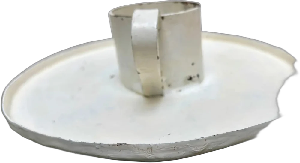 Antiguo Porta Vela Metal Crema