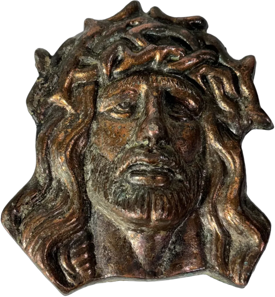 Antiguo Rostro Jesucristo Cobre Placa