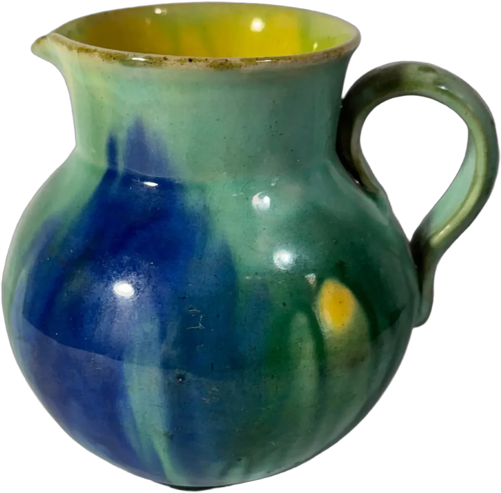 Antigua Jarra Cremera De Esmaltada Multicolor Oaxaca Multicolor