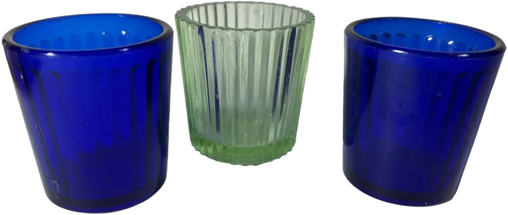Antiguos Vasos Veladora Fondo Cruz Azul Y Verde