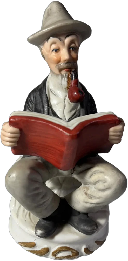 Vintage Figura Porcelana Hombre Lector
