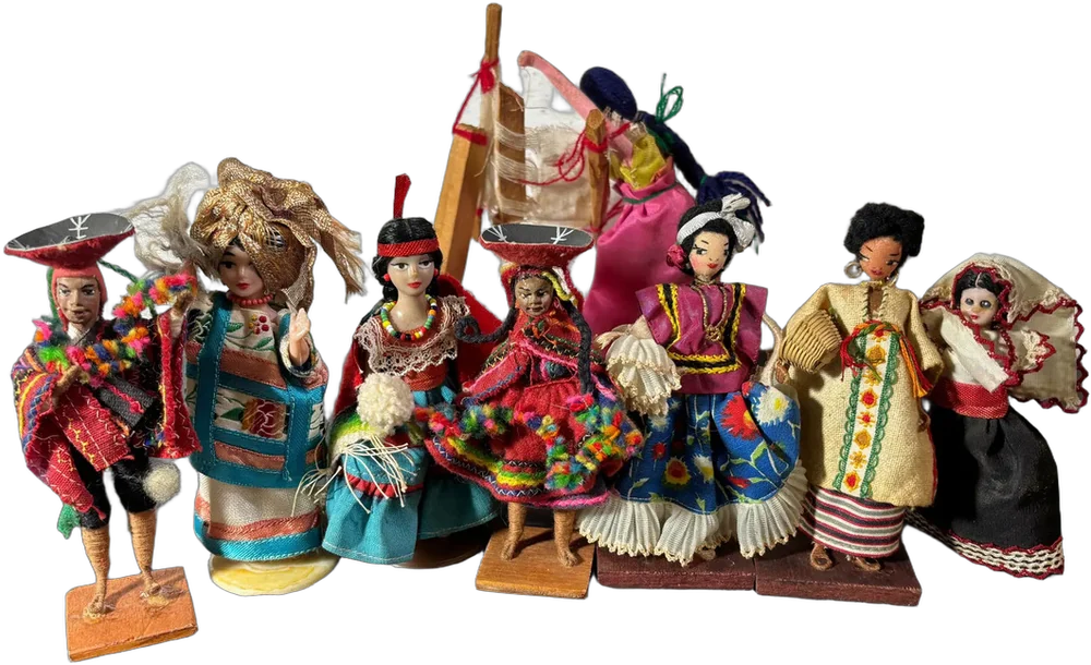 Vintage Muñecas Artesanales Regionales México — imagen 1