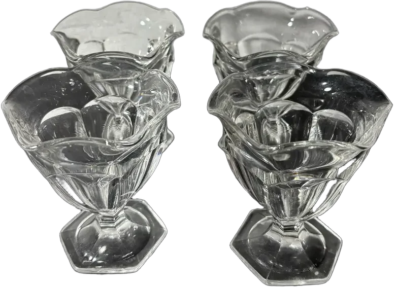 Vintage Set Copas Anchor Hocking Para Helado Transparente