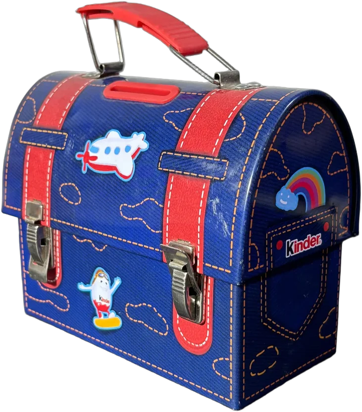 Vintage Lonchera Metálica Coleccionable Kinder Azul — imagen 1