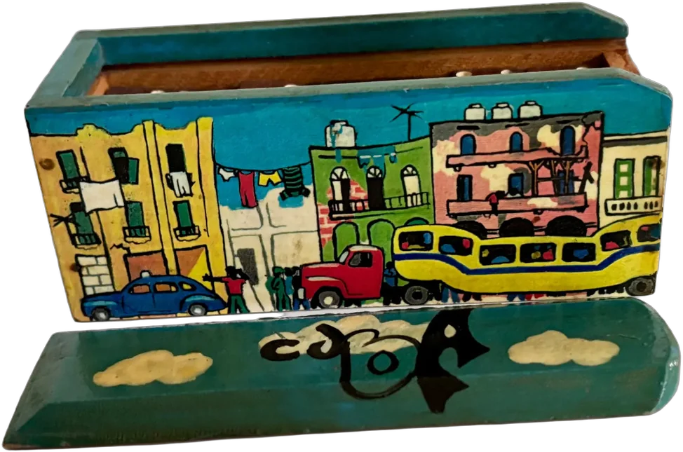Vintage Dominó Madera Hecho Y Pintado A Mano Cuba
