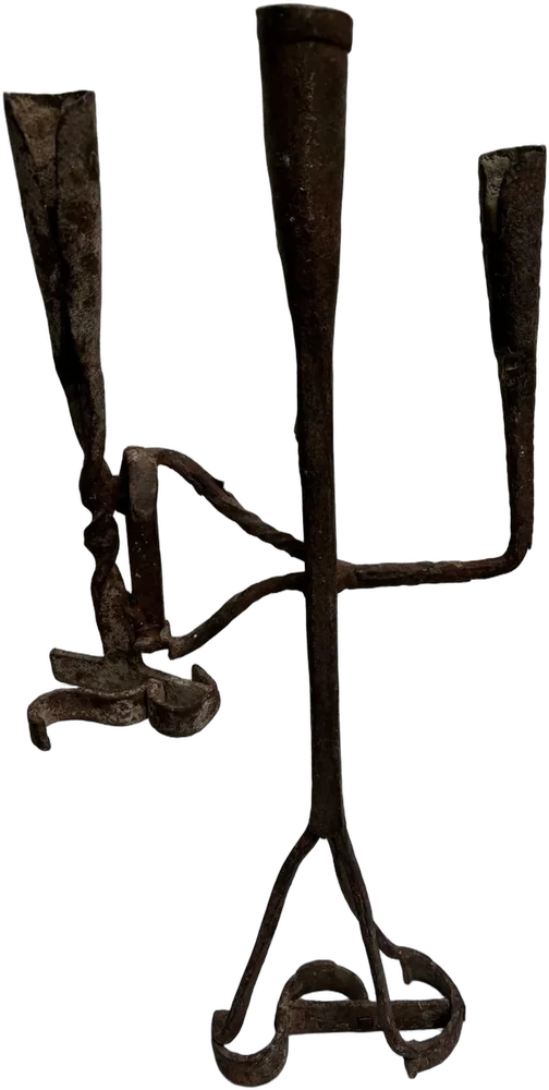 Antiguos Candelabros Hechos De Fierro De Marcar Forja Negro
