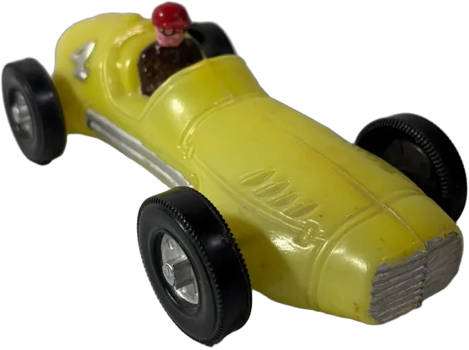 Auto De Carreras Vintage Plástico Con Conductor Integrado Conductor Amarillo
