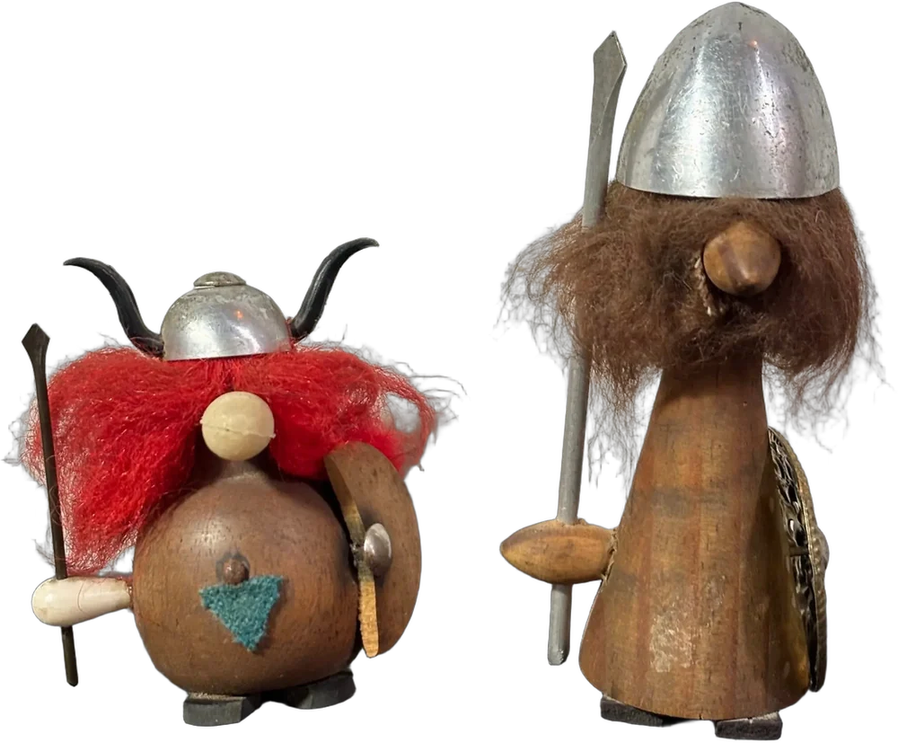 Vintage Figuras Gnomos Vikingos (nórdicos) Usados Marrón Oscuro