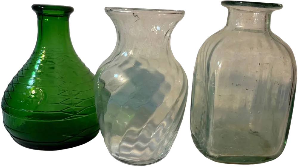 Tres Floreros Vintage Decoración Retro Verde Musgo Sol Y Luna