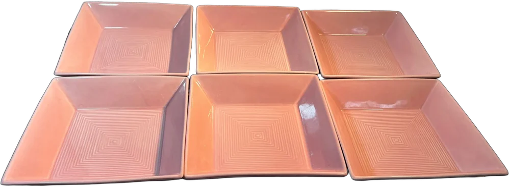 Platos Cuadrados De Cerámica Rosa Diseño Geométrico Moderno Rosa Pastel Geométrico