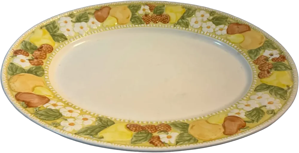 Frutero Ovalado Vintagep En Relieve Metlox Usa, 1961 Multicolor Vintage