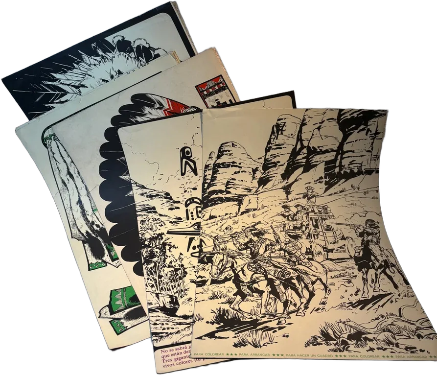 Lote X6 Carteles Vintage Para Colorear De Indios Y Vaqueros Indios Y Vaqueros
