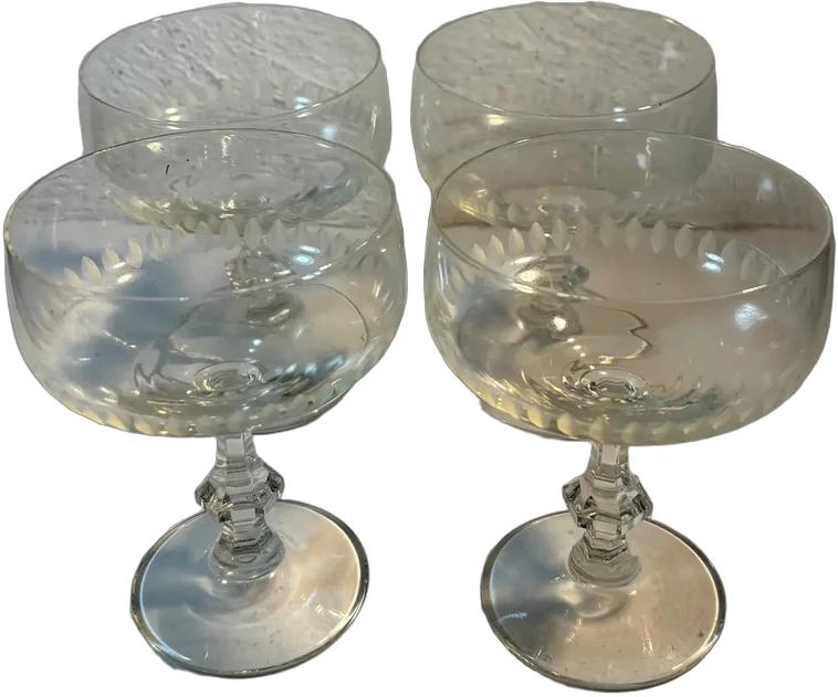 Set X4 Copas Vintage De Vidrio Esmerilado Champagne De 12 Cm Transparente