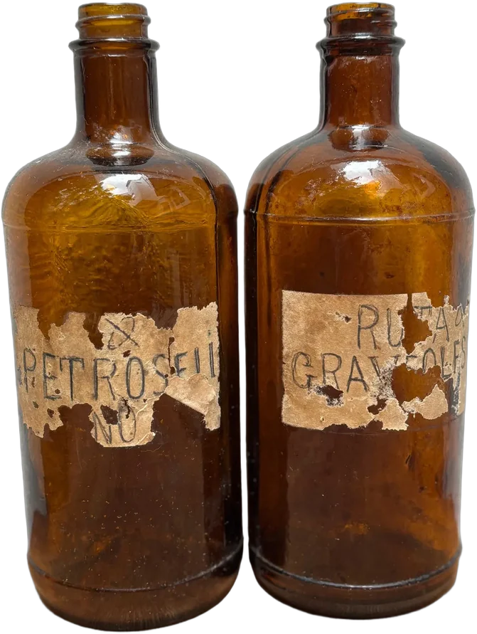 Dos Botellas Ámbar Cuello Angosto Ámbar