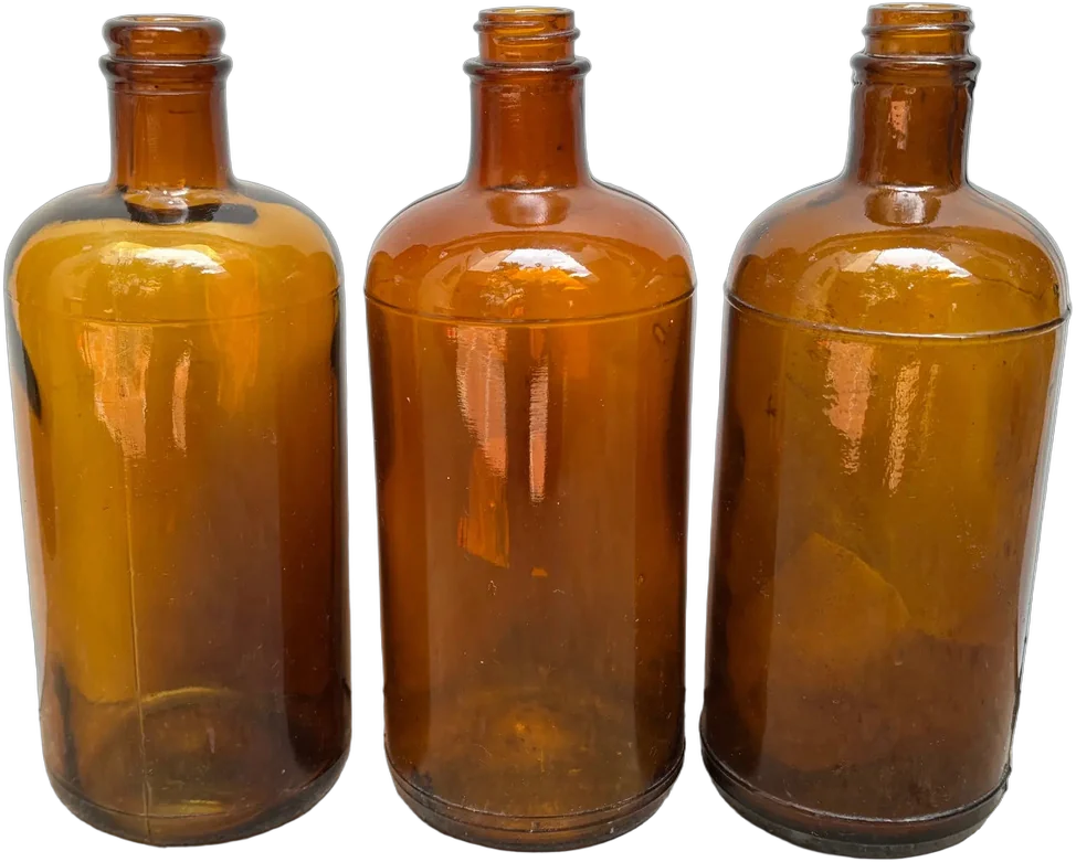 Antiguas Botellas De Boticario 19 Cm Alto Amber