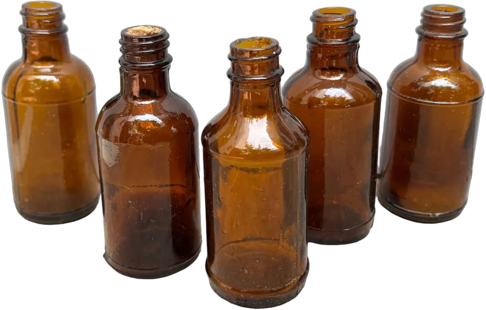 Antiguas Botellitas A Vidrio Marrón Boticario 10 Cm Botica