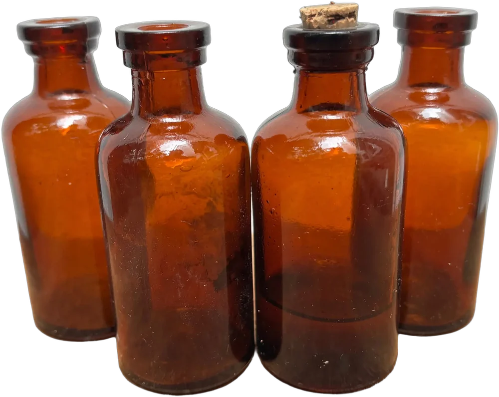 Juego De 4 Pequeñas Botellas Ámbar 9 Cm Ámbar