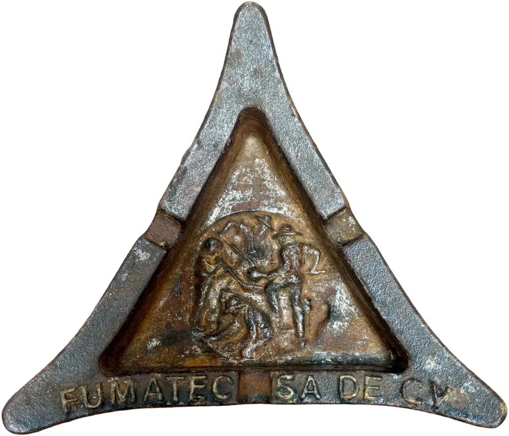 Antiguo Cenicero Hierro Colado Publicidad Fumatec Gris Oscuro Fumatec