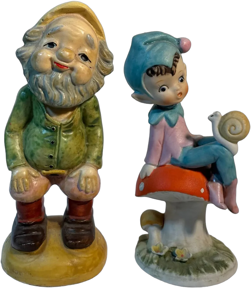 Vintage Figuritas Duendes Pasta Y Porcelana Marcas De Uso Multicolor