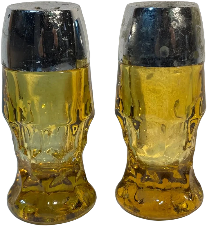 Vintage Salero Y Pimientero Vidrio Ámbar Miel Ámbar Miel